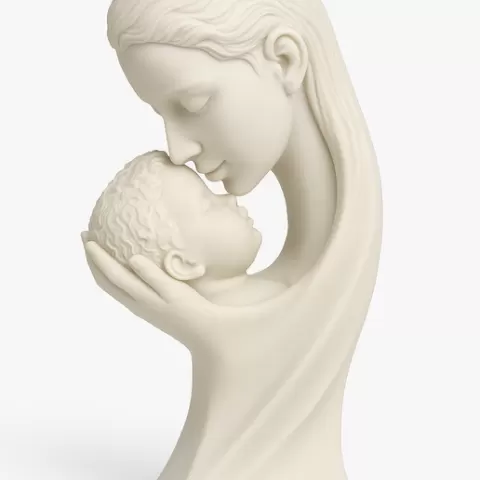 Mother and Baby Kiss Sculpture – Elegant 3D Printable Statue | One-Piece Easy Print | Minimalist Love Figurine | Marble PLA Decor