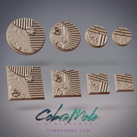 Bamboo Dock Base Pack (8pcs) - Round and Square Versions by CobraMode