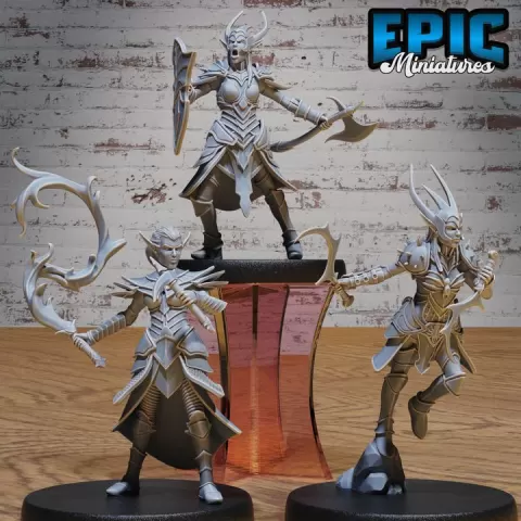 Dark Elf Army Set B / Elven Fighter / Elvish Warrior / Nature Forest Guard / Mysterious Woodland Spirit / Underdark Encounter by Epic-Miniatures