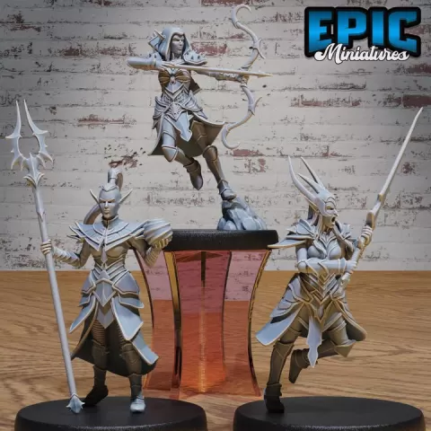 Dark Elf Army Set A / Elven Fighter / Elvish Warrior / Nature Forest Guard / Mysterious Woodland Spirit / Underdark Encounter by Epic-Miniatures