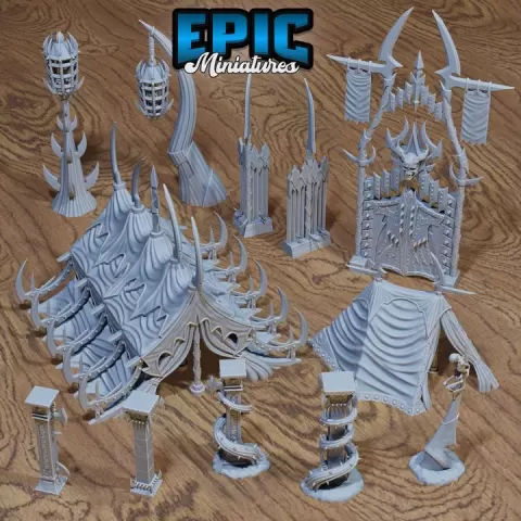 Dark Elf Siege Camp / Elven Tent Items / Elvish Building Item / Forest Village Base / Nature Guard Equipment / Dungeon Area Decoration by Epic-Miniatures