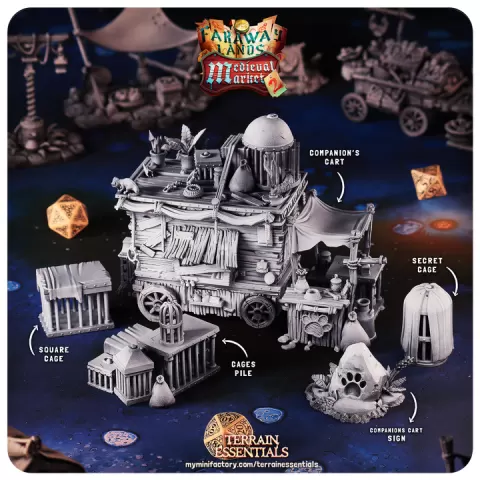 Medieval Market Terrain - Companions Cart (Pre-Supported) by Terrain Essentials by Cast n Play