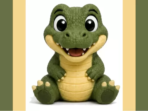 Cute Baby Crocodile 4-Color & Single-Color Print