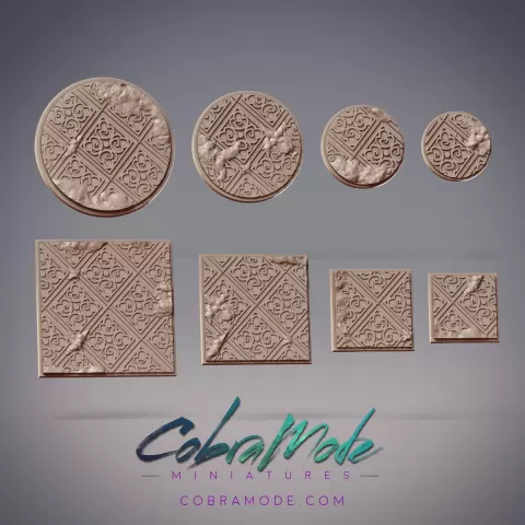 Ornate Tile Base Pack (8pcs) - Round and Square Versions