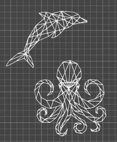 dolpin and squid wallart.3mf