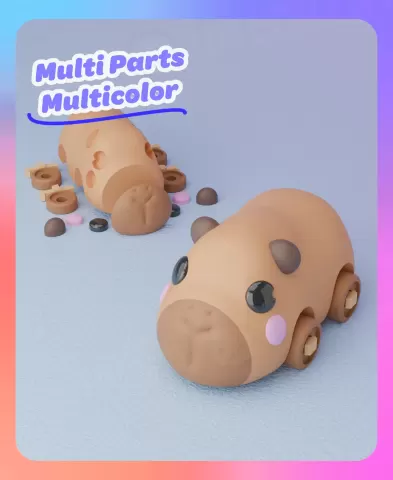 Movable Capybara Bus Keychain (Multicolor & Separated Parts)