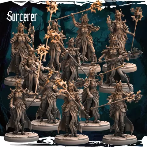 Dark Elf Sorceress - 12 poses - Army of Darkness: Dark Elves by Monolith Arts