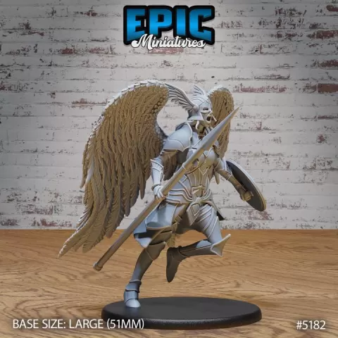 Valkyrie Battle Roar / Norse Warrior / Female Divine / Winged Humanoid Fighter / Northern Creature / Angelic Soldier / Heavenly High Guardian / Holy Guard Encounter by Epic-Miniatures