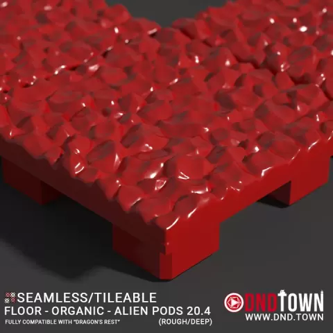 3D Modular Dungeon Tile: Floor - Organic - Alien Pods 20.4 (ROUGH/DEEP) - DnD Town Minis (www.dnd.town) by TTR.Town