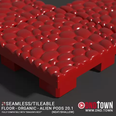 3D Modular Dungeon Tile: Floor - Organic - Alien Pods 20.1 (NEAT/SHALLOW) - DnD Town Minis (www.dnd.town) by TTR.Town