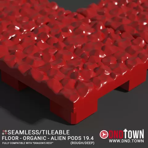 3D Modular Dungeon Tile: Floor - Organic - Alien Pods 19.4 (ROUGH/DEEP) - DnD Town Minis (www.dnd.town) by TTR.Town