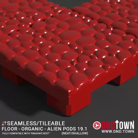 3D Modular Dungeon Tile: Floor - Organic - Alien Pods 19.1 (NEAT/SHALLOW) - DnD Town Minis (www.dnd.town) by TTR.Town