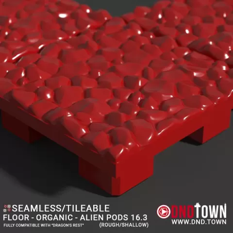 3D Modular Dungeon Tile: Floor - Organic - Alien Pods 16.3 (ROUGH/SHALLOW) - DnD Town Minis (www.dnd.town) by TTR.Town