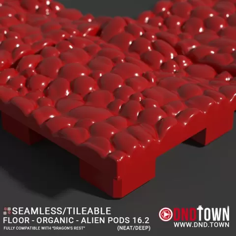 3D Modular Dungeon Tile: Floor - Organic - Alien Pods 16.2 (NEAT/DEEP) - DnD Town Minis (www.dnd.town) by TTR.Town