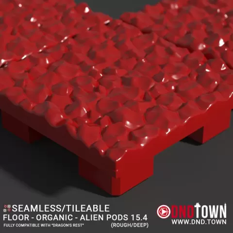 3D Modular Dungeon Tile: Floor - Organic - Alien Pods 15.4 (ROUGH/DEEP) - DnD Town Minis (www.dnd.town) by TTR.Town