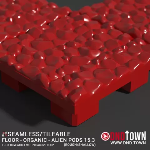 3D Modular Dungeon Tile: Floor - Organic - Alien Pods 15.3 (ROUGH/SHALLOW) - DnD Town Minis (www.dnd.town) by TTR.Town