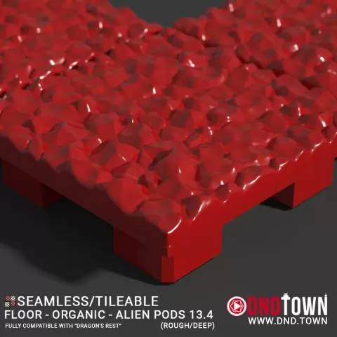 3D Modular Dungeon Tile: Floor - Organic - Alien Pods 13.4 (ROUGH/DEEP) - DnD Town Minis (www.dnd.town) by TTR.Town