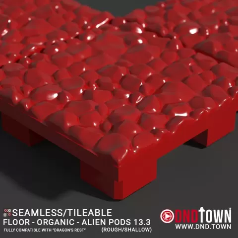 3D Modular Dungeon Tile: Floor - Organic - Alien Pods 13.3 (ROUGH/SHALLOW) - DnD Town Minis (www.dnd.town) by TTR.Town