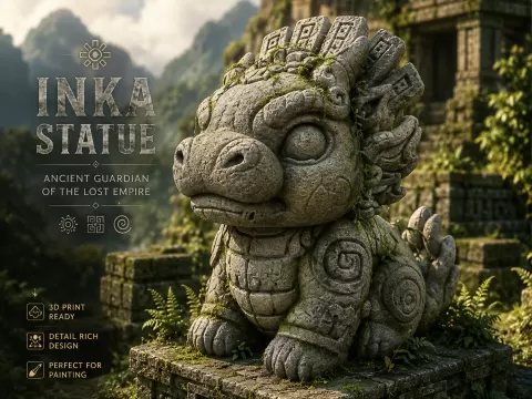 Inca Dragon Statue – Cute Ancient Temple Guardian