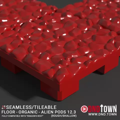3D Modular Dungeon Tile: Floor - Organic - Alien Pods 12.3 (ROUGH/SHALLOW) - DnD Town Minis (www.dnd.town) by TTR.Town