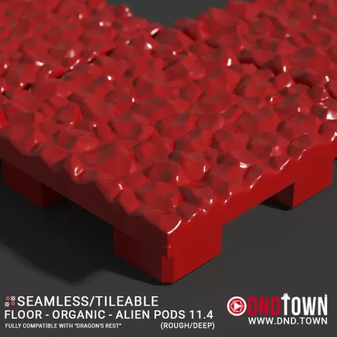 3D Modular Dungeon Tile: Floor - Organic - Alien Pods 11.4 (ROUGH/DEEP) - DnD Town Minis (www.dnd.town) by TTR.Town