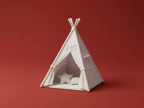 Miniature Teepee Tent 3D Model – Cozy Play Tent