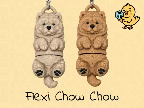 Chow Chow Keychain – Articulated Flexi Toy Dog