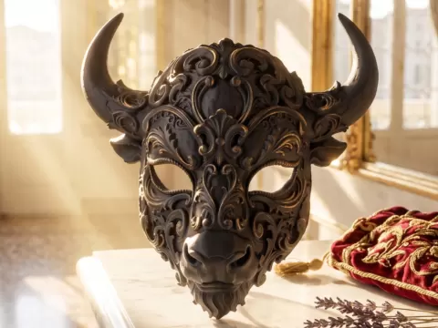 Baroque Ornate Buffalo Bull Mask