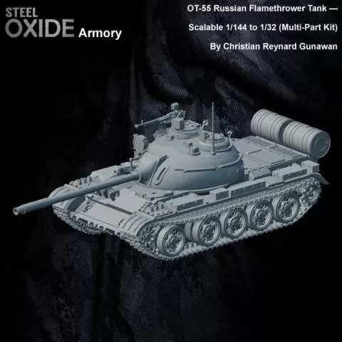 OT-55 Russian Flamethrower Tank — Scalable 1/144 to 1/32 (Multi-Part Kit) by STEELOXIDE3D