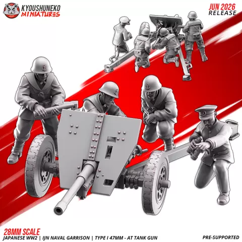 Anti-tank Gun | Type 1 47mm | IJN Naval Garrison | Japanese WW2 by Kyoushuneko Miniatures