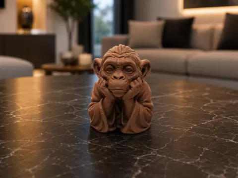 Gelassener Schimpanse "Mokko" in stiller Andacht