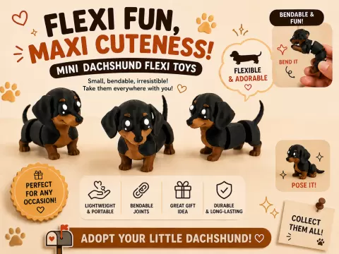 Dachshund Flexi mini Toy Articulated Puppy