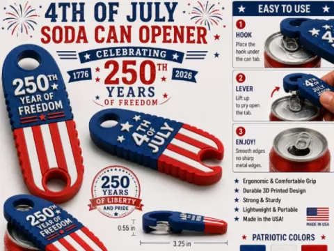4th of July can and bottle opener keychain