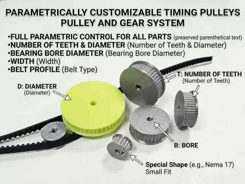 Parametric Belt Pulley Generator (GT2, HTD, T5)