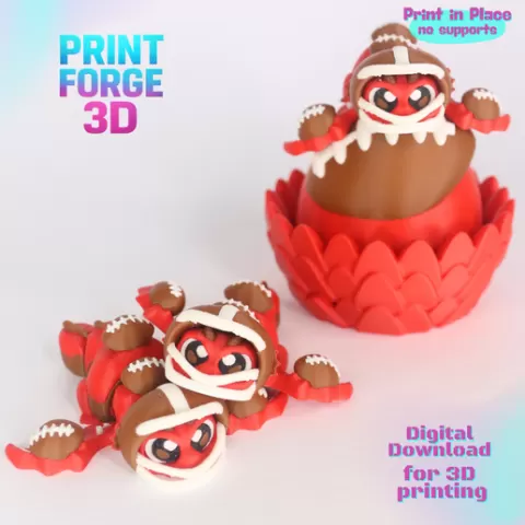 Football Dragon | Print-in-Place Articulated Dragon & Egg | No Supports