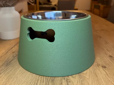Fuzzy Skin Bone Handle Elevated Dog Bowl Holder