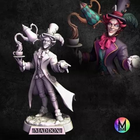 Human Bard - the Mad Hatter Maddox (human bard mad hatter / human rogue mad hatter / human sorcerer mad hatter) by Moonlight Minis- Christine Van Patten