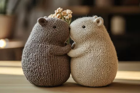 Knitted Capybara Sculptures