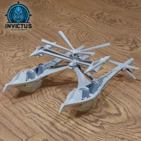 Expedition Double Catamaran / Star Battle Vehicle / Space Ship / Cosmic Skyship / Air Battleship / Flying War Machine / Galaxy Jet Fighter / Sci-Fi Encounter by Epic-Miniatures