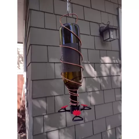 Wine Bottle Hummingbird Feeder