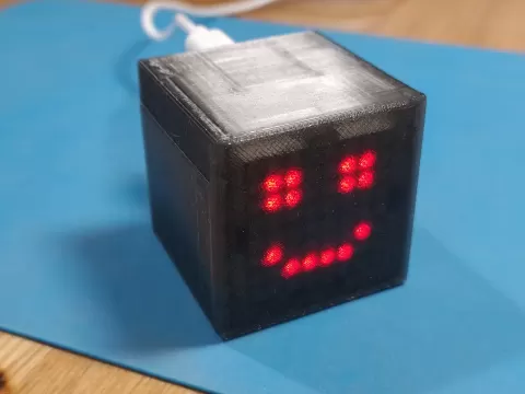 Cubic box for one max7219 + esp32c3 + air quality sensor and accel sensor