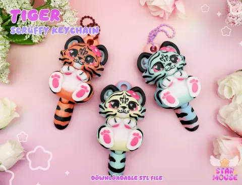 Scruffy Tiger | Flexi Keychain