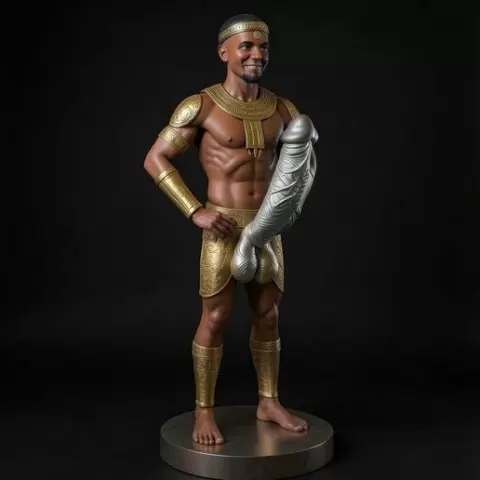 Erotic Egyptian Pharaoh Nude Male Figurine - Highly Detailed STL for 3D Printing