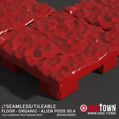 3D Modular Dungeon Tile: Floor - Organic - Alien Pods 30.4 (ROUGH/DEEP) - DnD Town Minis (www.dnd.town) by TTR.Town
