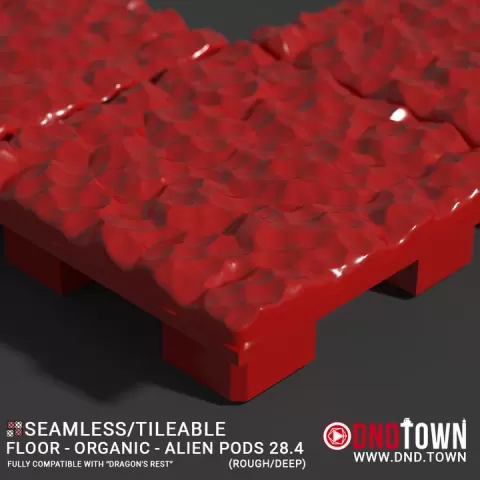 3D Modular Dungeon Tile: Floor - Organic - Alien Pods 28.4 (ROUGH/DEEP) - DnD Town Minis (www.dnd.town) by TTR.Town