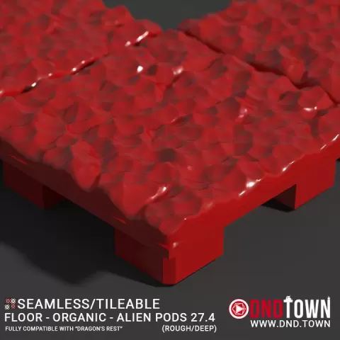 3D Modular Dungeon Tile: Floor - Organic - Alien Pods 27.4 (ROUGH/DEEP) - DnD Town Minis (www.dnd.town) by TTR.Town