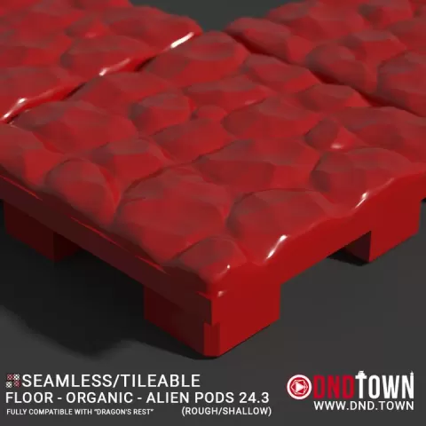 3D Modular Dungeon Tile: Floor - Organic - Alien Pods 24.3 (ROUGH/SHALLOW) - DnD Town Minis (www.dnd.town) by TTR.Town