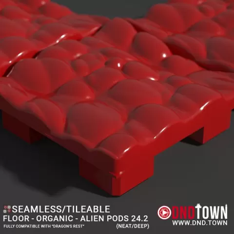 3D Modular Dungeon Tile: Floor - Organic - Alien Pods 24.2 (NEAT/DEEP) - DnD Town Minis (www.dnd.town) by TTR.Town