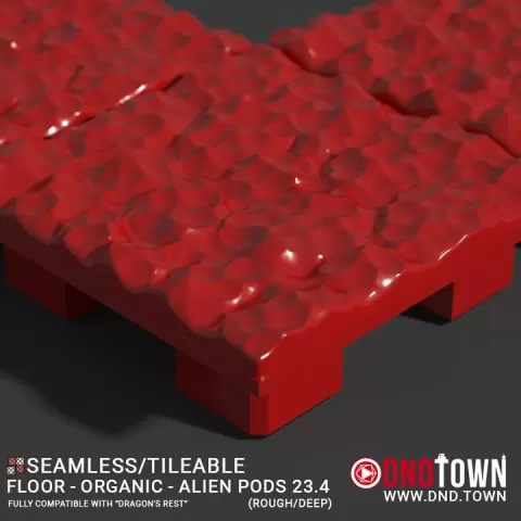 3D Modular Dungeon Tile: Floor - Organic - Alien Pods 23.4 (ROUGH/DEEP) - DnD Town Minis (www.dnd.town) by TTR.Town