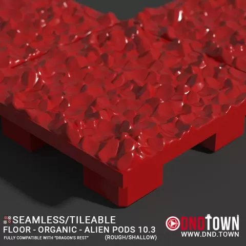 3D Modular Dungeon Tile: Floor - Organic - Alien Pods 10.3 (ROUGH/SHALLOW) - DnD Town Minis (www.dnd.town) by TTR.Town